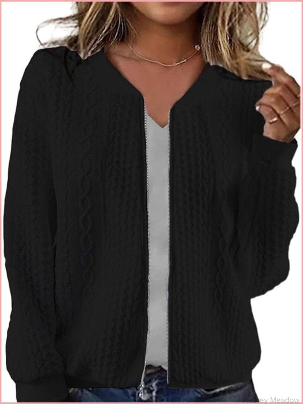 Zip Up Hooded Cardigan Sweater Long Sleeve Casual Jacket